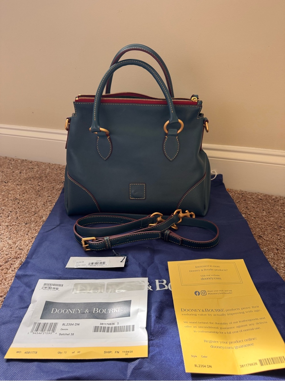 Dooney and Bourke Satchel 38 in Denim - Picture 3 of 9